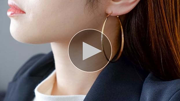 Amazon | [Adelina Style] フープピアス 大きめ リングピアス 幅2mm